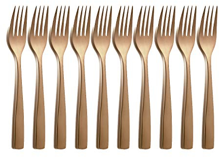 10er SET COMAS 6111 Kuchengabel BARCELONA KUPFER Edelstahl 18/10 / PVD-Beschichtung/Kupfer-Finish