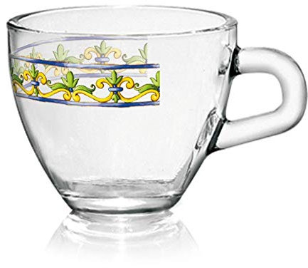 Set 6 Tazze Tazzine caffe' espresso in vetro brazil sicily 80 cc