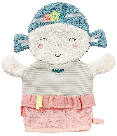 Fehn 054590 Waschhandschuh Meerjungfrau – Waschlappen mit Meerjungfrau für fröhlichen Badespaß – Für Babys und Kinder ab 0+ Monaten – Größe: 26 cm