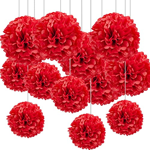 CC wonderland zone 12 pompon in carta velina rossa, per compleanno, addio al nubilato, baby shower, matrimoni, San Valentino, feste, decorazioni