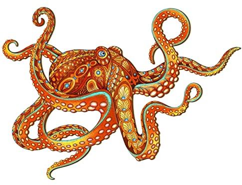 Blumuze Holzpuzzle Erwachsene, Tintenfisch Holzpuzzle Einzigartige Tierform Puzzleteile, Holz-Puzzle, Puzzle aus Tierteilen, Puzzle Holz Erwachsene mit Geschenkbox aus Holz 400 Stück(XL-60 * 44cm)