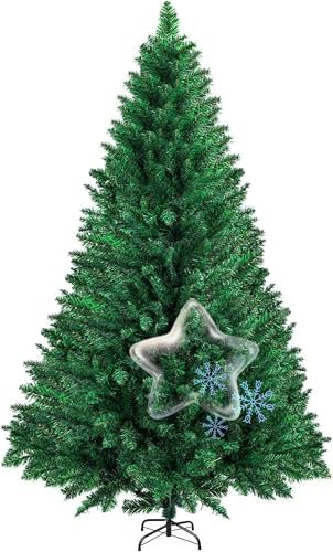 Albero di Natale Artificiale, Folto e Realistico, Rami con Apertura ad Ombrello, Ignifugo, In PVC con Base in Metallo (1.8M800-verde)