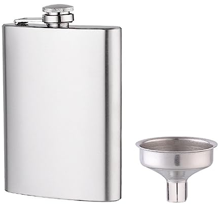 Beykakye Flachmann Edelstahl 304 8 Oz mit Trichter - Auslaufsicher, Stilvoll und Tragbares Flaschen-Set für Männer und Frauen (Silber).