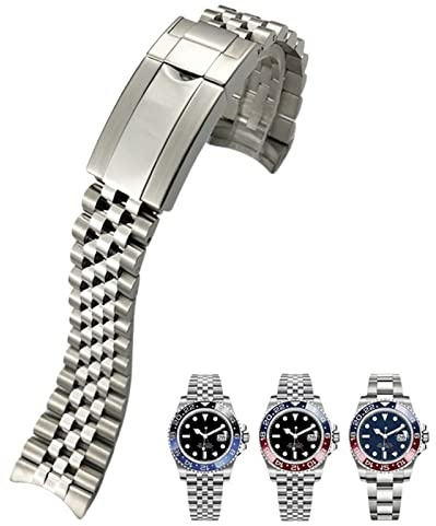 BRART 20 mm 904L massives Edelstahl-Armband für Rolex Strap GMT Master II Armbanduhr Band Armband Jubilee mit Austernverschluss, 20mm GMT II, Achat