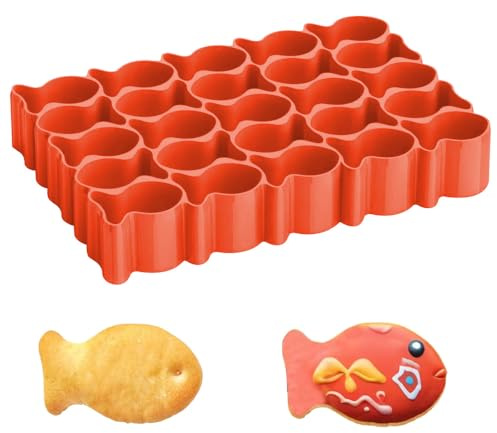 Fisch Keksausstecher mit 25 Mulden, Antihaftbeschichtete Backform aus Kunststoff für Leckereien Teig Backen