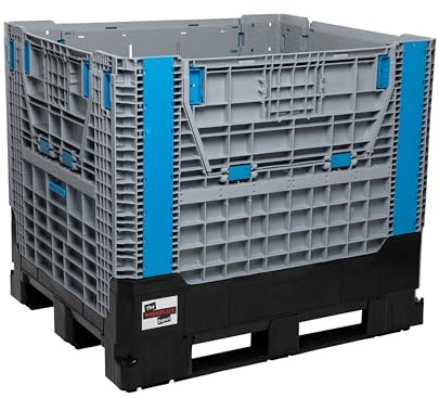 The Workplace Depot Heavy-Duty Plastic Pallet Box –Grade Polypropylene Bulk Container with 4-Way Access – Collapsible Storage Solution for Industrial, Agricultural (1050mm Height)