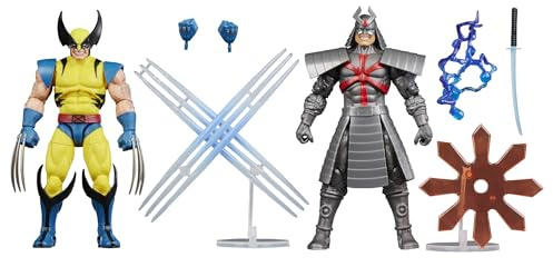 Marvel Legends Series Gamerverse Wolverine vs Marvel's Silver Samurai, Retro Video Game -Inspired Collectible 6-Inch Action Figures