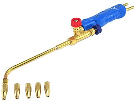 Antorcha de soldadura, 5 boquillas, soplete de soldadura de gas, H01-2, oxígeno, propano, acetileno, gas licuado para acero, cobre, aluminio, plata, kit de antorcha de soldadura (acetileno)