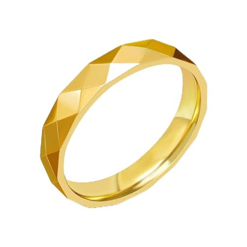 Tolldek Ring 4.5MM, Herren Ringe Pärchenringe Dünn Poliert Trauringe, Gold Edelstahl Freundschaftsringe Hochzeitsring, Gr.52 (16.6)