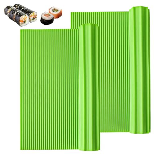 PEAKGEAR Premium Silicone Sushi Making Kit,Non-Stick Reusable Sushi Rolling Mat for Beginners,Dishwasher Safe Sushi Plate Mat,8.6 x 7.8 Inches,Flexible Design with Hanging Hole for Easy Storage