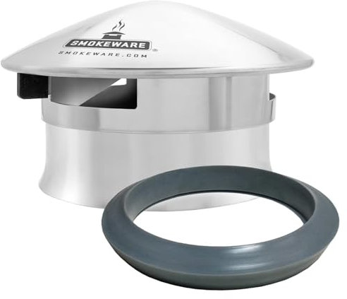 Smokeware All Weather BBQ Chimney Vent For Kamado Joe Junior & Big Green Egg Minimax (Includes Silicone Adapter)