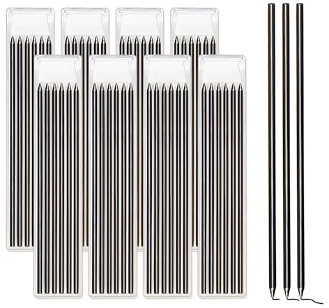 Vlecexs Bleistiftminen für Zimmermannsbleistift 2.8mm, 48 Stück Tischler Bleistift Ersatzminen, Solide Tieflochmarker Minen für Zimmerei Skizzen Schreiben Architekt Zeichnen (Schwarz)