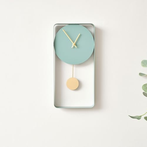 Melody Maison Teal Blue Metal Pendulum Wall Clock 41cm