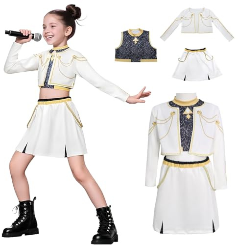 AYIMEIS Fille Zoe Cosplay Costume Complete Déguisement Anime Démon Chasseurs Costume Girl Group Zoe Uniforme Blanc Noël Halloween Carnaval Fête Performance Fancy Dress Enfant Taille 100-160