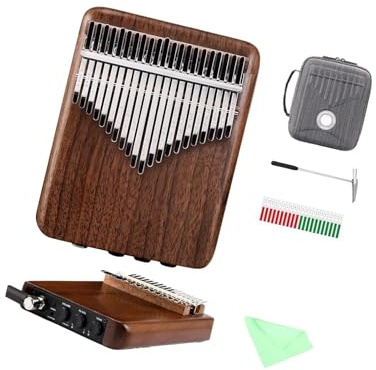 Professionelle Farbige Kalimba Elektrische Kalimba Mit 21 Tasten Und 17 Tasten Schwarz Walnuss Professionelle Fingerstyle Violine Mit Eingebauten Tonabnehmern(21 key)