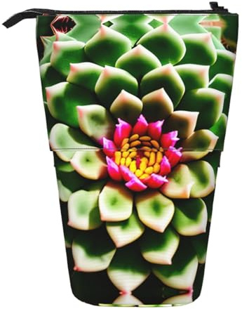GaxfjRu Blooming Cactus Flower Print Portable Telescoping Pencil Bag, Organizer with Multiple Slots, for Writing Tools Accessories