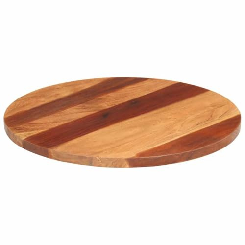 Foknhdi Plateau de table rond en bois de palissandre massif 60 cm de diamètre 25-27 mm d'épaisseur Table en bois rustique design moderne pour salle à manger, cuisine, balcon, café, restaurant