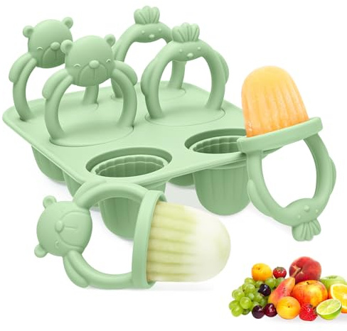 Silikon Eisformen für Kinder, 6 x 17 ml Mini Eis am Stiel eisform | Beißring-Griffe für kleine Hände, BPA-frei, Babybrei Eiswürfelform Popsicle Kleinkind Eisförmchen