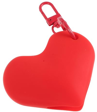 Porte-rouge à Lèvres en Silicone Forme Cœur Porte-clés Rouge