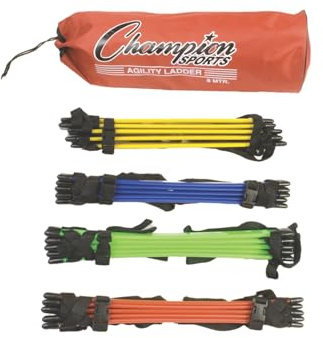 Champion Sports Sectioned Agility Ladder Set, Red/Yellow/Blue/Green, 6.5 x 16 Wide