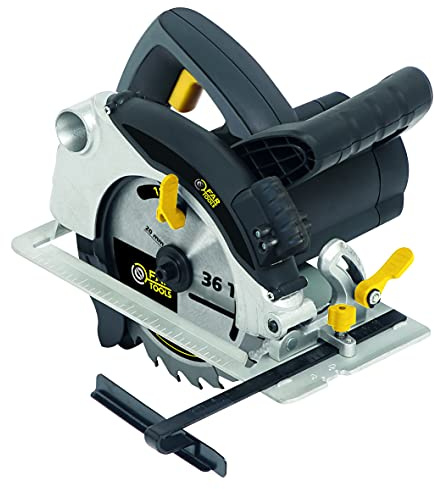 Fartools Scie circulaire 1200W Ø185mm 36T, inclinable à 45°, 5000tr/min, coupe maxi 63mm/90° - 42,5mm/45°