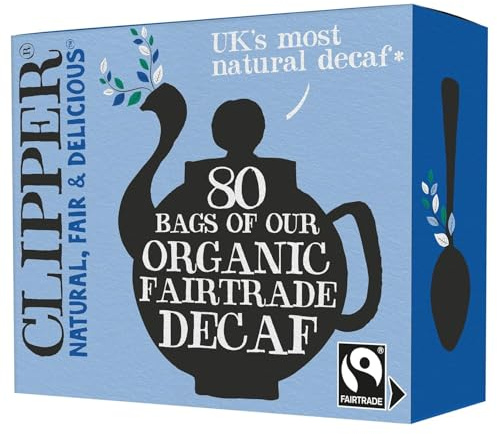 Clipper Tea, Black Tea Assam Blend, Fairtrade, Organic, Plant-Based, Decaf British Tea, 1 Pack, 80 Unbleached Tea Bags