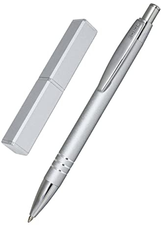 Online 43029 Kugelschreiber Graphite, edler Metall-Kugelschreiber, Druckkugelschreiber aus Aluminium, auswechselbare Mine, Schreibfarbe schwarz, Geschenk-Idee, Graphite Silver, 1 Stück (1er Pack)