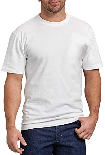 Dickies Men's Short Sleeve Heavyweight Crew Neck, White, 2X