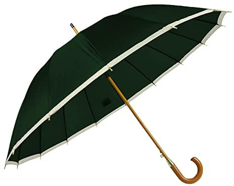 Palucart Ombrello Maxi Grande G530B da Uomo e Donna - Antivento, Automatico, Manico e Asta in effetto Legno, 16 Stecche (Verde Bordino)