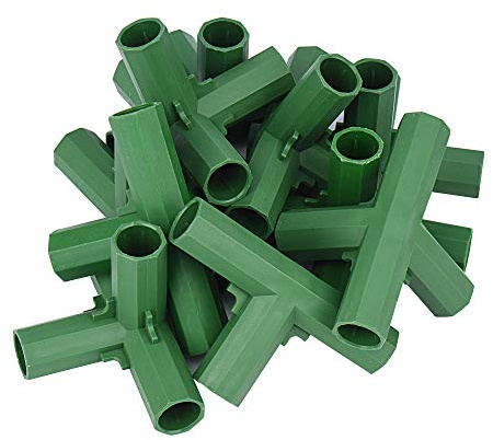 10 Stück Gewächshausrahmen Steckverbinder (16mm, Rechter Winkel 4 Wege) | Pflanzpfähle Zaunrohrverbinder Gewächshaus Gebäude Rasenstützen