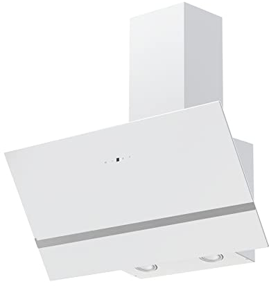 Hotte aspirante Respekta/Hotte inclinée de 80 cm/Boîtier en métal avec abat-jour en verre blanc/Fonction d'extraction et de recyclage de l'air / CH24080WM / A / 65-70 dB