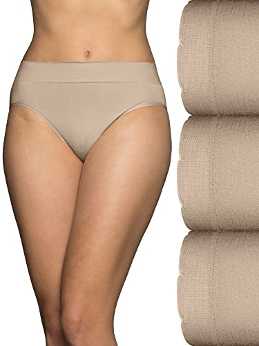 Vanity Fair dam sömlös, lätt utjämning, ingen nypa och inga show underkläder (3-pack), Hi Cut – 3-pack – neutral/neutral, 8