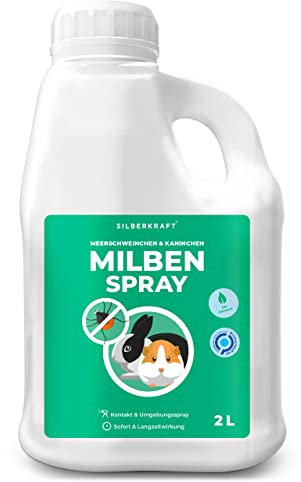 Silberkraft Milbenspray Meerschweinchen, Kaninchen & Kleintiere 2 L, zuverlässiger Milbenschutz, nützliche Parasitenabwehr, effizientes und garantiert hilfreiches Anti-Milben-Mittel