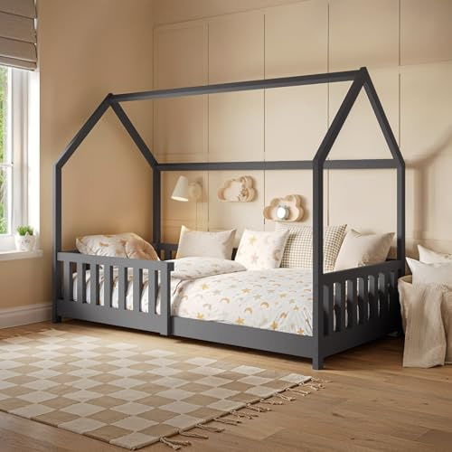 Flair Wooden Explorer Playhouse Bed With Rails - Grey