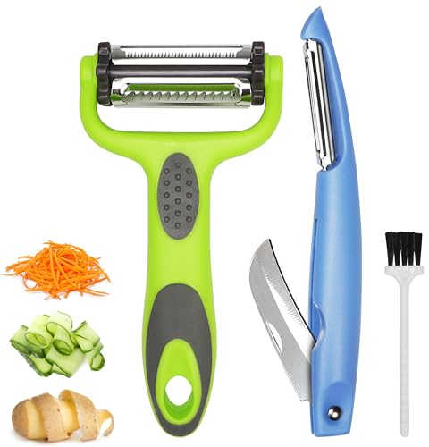 M Jingmei Gemüseschäler Kartoffelschäler für die Küche, Y und I Multifunktions 3-in-1 Schälerset, Karotten Gurken Julienne-Schäler mit Edelstahlklinge