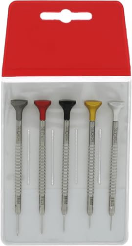 Horotec MSA01.218 - Set di cacciaviti per orologiaio, in acciaio inox, con testa anodizzata su cuscinetti a sfere, punte in acciaio inox, prodotto in Svizzera (01.218-B)