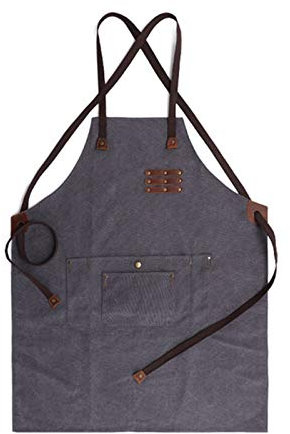 Werkzeugschürze, Arbeitsschürze mit Taschen, Werkstattschürze for Holzarbeiten, Arbeitsschürzen aus schwerem Segeltuch for Männer, verstellbar (Farbe: Grau, Größe: X-Large) (Farbe: Grau, Größe: X-Larg
