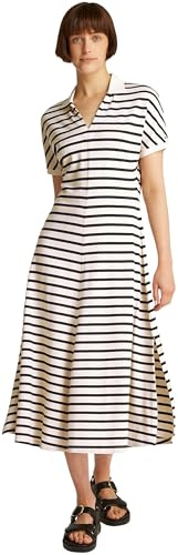 Tommy Hilfiger Vestido Tipo Polo Mujer Lyocell Midi, Multicolor (Calico/Dark Night Navy STP), M