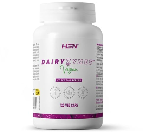HSN Dairyzymes Enzimas (Proteasa, Lactasa y Lipasa) | 120 Cápsulas Vegetales de Liberación Retardada | Origen natural | Alta Actividad Enzimática | No-GMO, Sin Gluten, Vegano