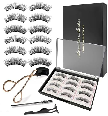 Magnetic Lashes Wimpern Magnetisch Magnet Wimpern Ohne Eyeliner Magnetic Eyelashes mit Pinzette und Aufbewahrungskiste,Einfach zu Tragen Wiederverwendbar Ohne Klebstoff