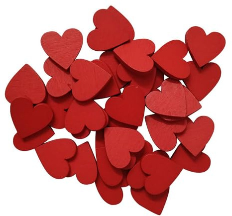 200 Stück Rote Liebesholzstücke, Herzförmige Dekoration, Rotes Herz, Rubin-Hochzeitsdekoration, Muttertagsdekoration, Kleine Herzdekoration Aus Holz