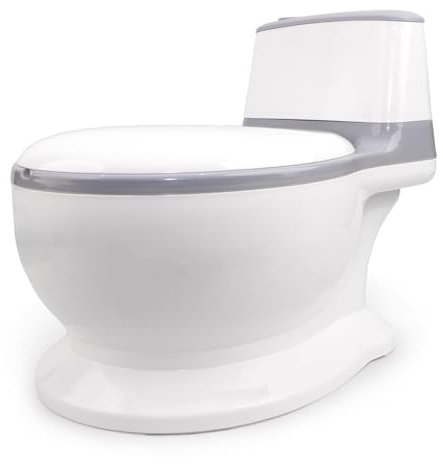 COO11 22CM Baby Potty Training Toilet Seat with Cushion Pad, Toilet Paper Storage, Removable Bowl, Portable Easy Clean Urinal Pot for Boys and Girls Ages 1-4 Years (Grey)