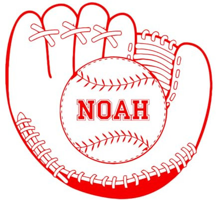 Baseball Glove with Ball Wall Stickers Custom Name Sticker Boys Room Decor Personalized Gift Sports Fans Vinyl-S-42x44cm-Red