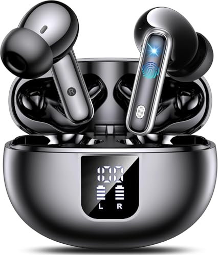 Écouteurs sans Fil, Écouteurs Bluetooth 5.4 avec Hi-FI Son Stéréo, Casque Anti-Bruit Mode Transparence,36H Intra-auriculaires Oreillette Étanches IPX7, Écran LED Charge Rapide USB-C pour iOS Android
