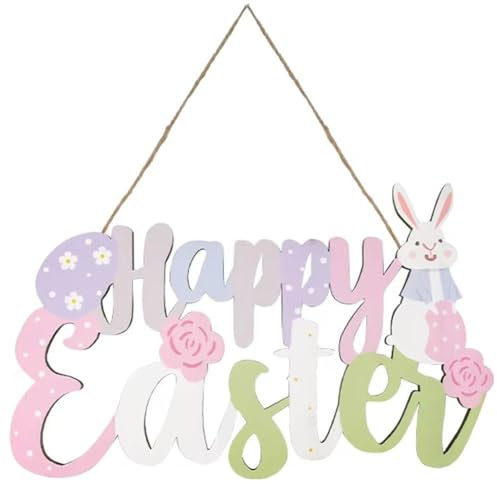 Cartello Appendere in Legno Di Buona Pasqua, Coniglietto Pasquale, Ghirlanda Di Benvenuto, Pendente in Legno Per Porta Della Festa Di Pasqua, Per Forniture Per Decorazione Della Casa Della Festa