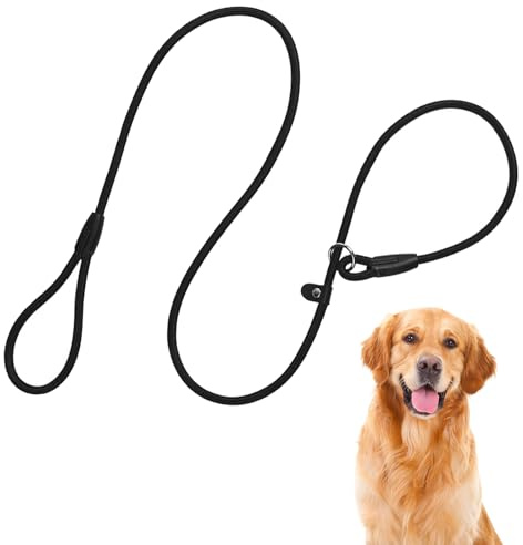 1 Pcs Slip Lead For Dog, Dog Slip Lead, TrainingLead For Dogs, Collars, Harnesses & Leads For Dogs for Military Training, IGP, Agitation, Bite Work, Obedience, No Collar or Harness Needed (Black)