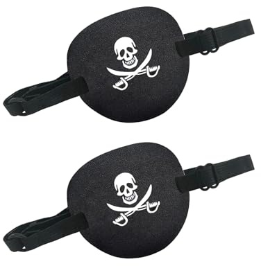 Piraten-Augenklappe für Erwachsene und Kinder, bequeme, verstellbare Augenklappen mit Schnalle, weiche medizinische Augenmasken für den linken oder rechten Augenschutz, wiederverwendbare