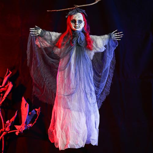 Ziyero Halloween Dekorationen für den Außenbereich 100 x 60 cm Halloween Gartendekoration Anhänger Halloween Dekorationen hängende Geisterdekoration für Spukhaus Hof Garten drinnen draußen