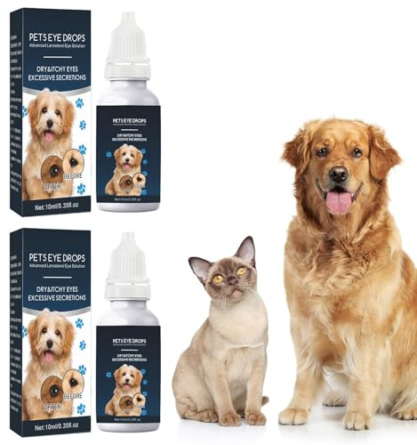 SHUOHONG 2 Stück Augentropfen Hund und Katze, Augenpflege Hund, Augentropfen Entzündung, Lindern Reizungen, Symptome und Allergien, Staub und Fremdkörpern Hilfreich Sein in den Augen von Haustieren