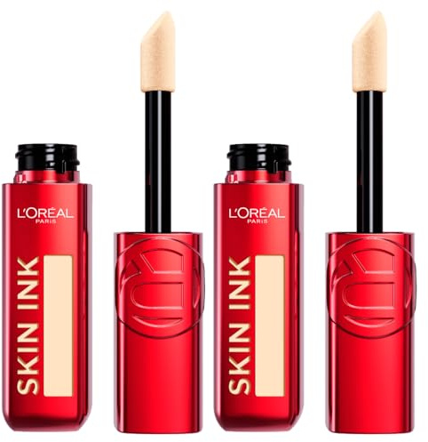 L'Oréal Paris Make-up Concealer 2in1 Skin Ink Semipermanent 48h Light Warm 40 Finish Matte No Transfer Textur Leicht - 2 Flaschen à 15 ml